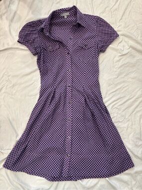 dELiA*s Purple Gingham Button-Front Mini Dress